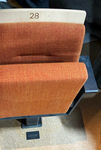 Sadler's Wells East seat showing dedication plaque